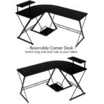 Space-Saving Reversible L-Shaped Desk with Shelf and CPU Stand