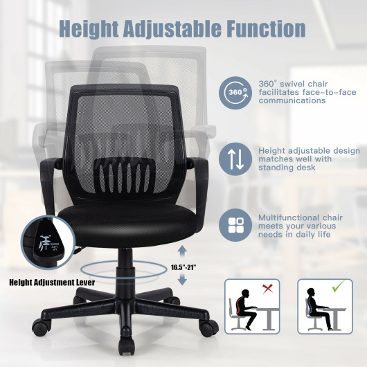 Ergonomic Mid-Back Mesh Office Chair with Lumbar Support - Image 7