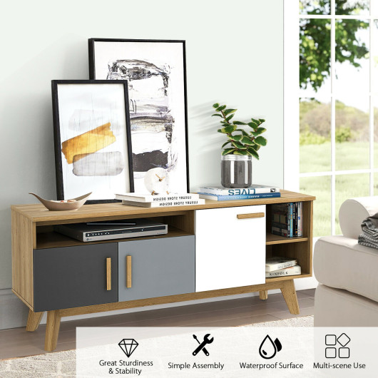 65 Inch TV Stand with Storage Cabinets and Shelves for Living Room