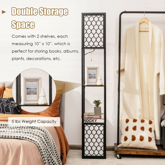 Modern Floor Lamp with Shelves and Pull Chain Switch