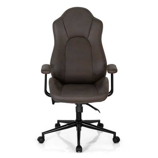 Adjustable High Back Executive Office Chair with Armrests Brown