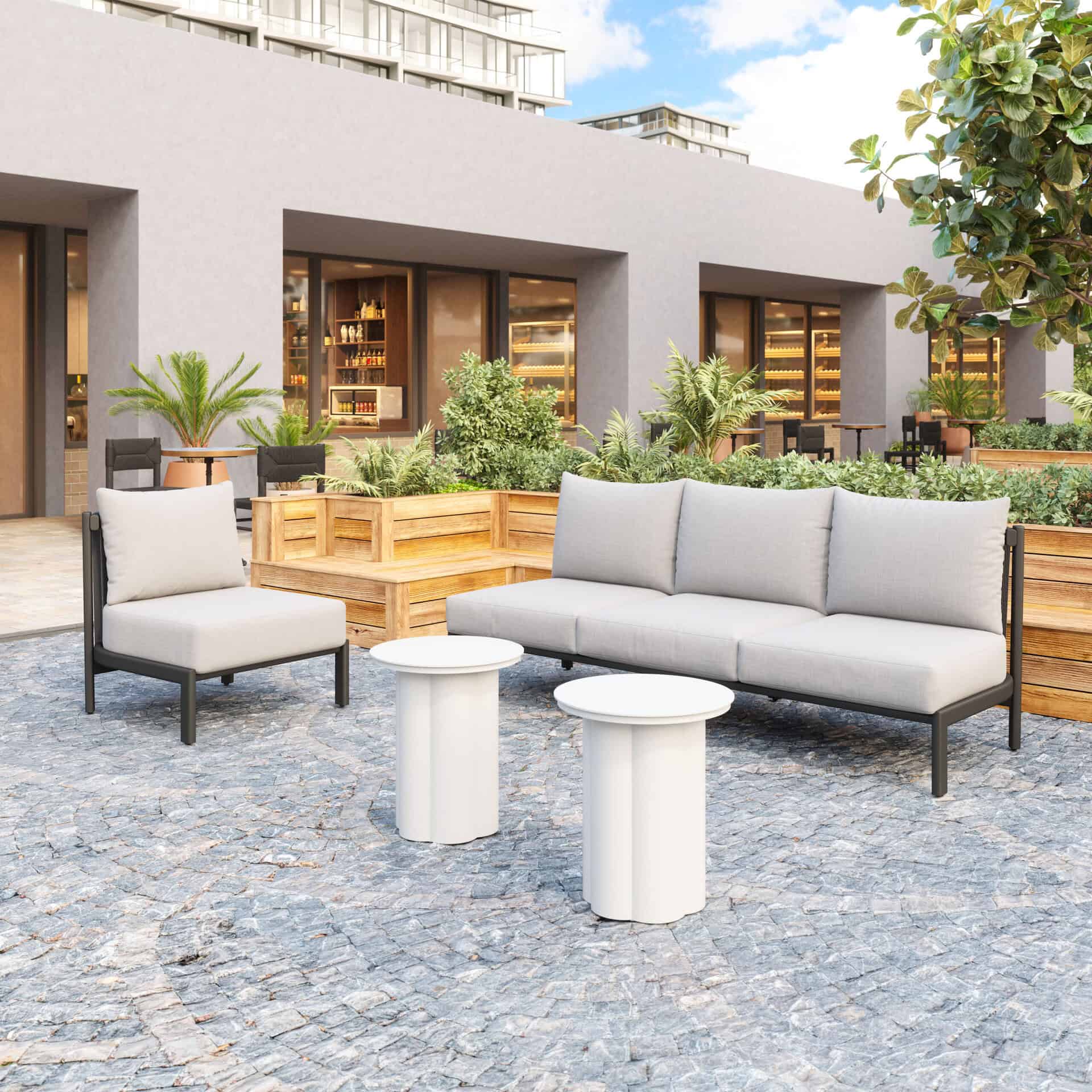 Gray Horizon Sofa with Removable Cushions and Aluminum Legs