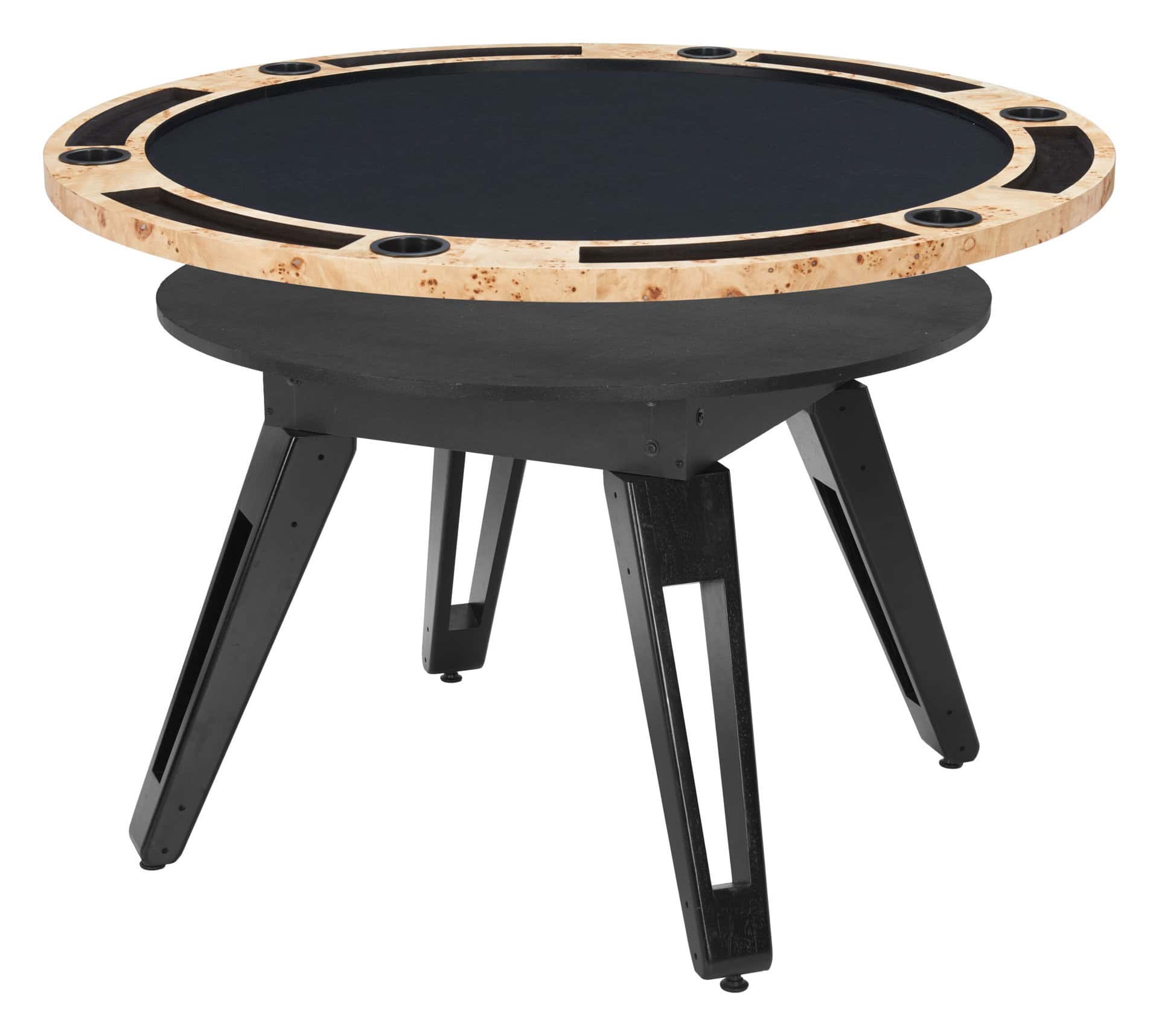 Convertible Burl Wood Dining and Poker Table with Storage