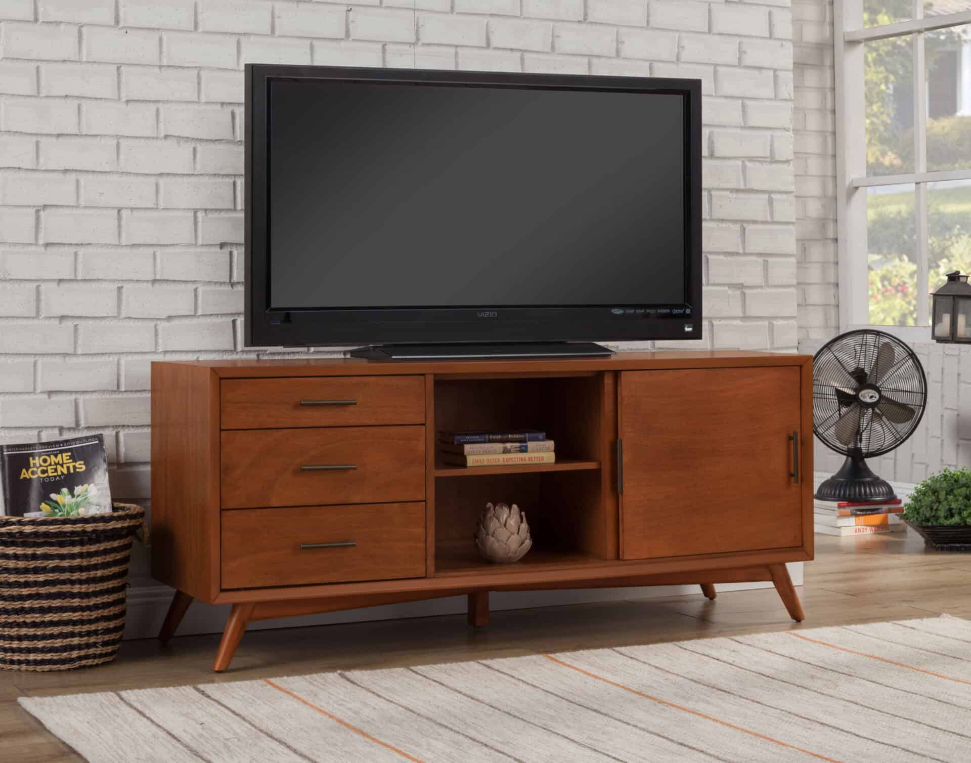 Acorn Mid Century Mahogany TV Console With Storage - Image 2