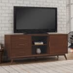 Walnut Mid Century Modern Mahogany TV Console With Storage