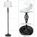 Modern Metal Lamps with White Shades for Living Room (Set of 3)
