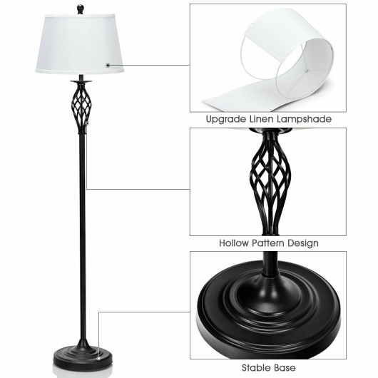 Modern Metal Lamps with White Shades for Living Room (Set of 3) - Image 2