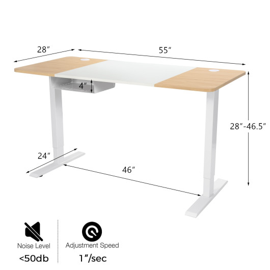 Adjustable Sit to Stand Desk with USB Port Natural - Image 5