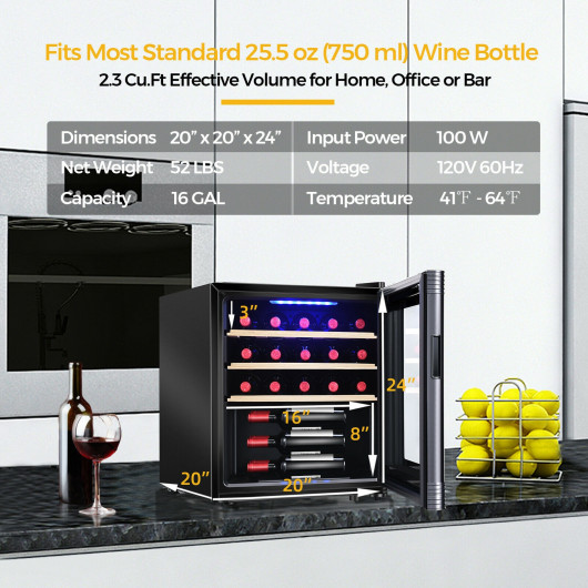 21 Bottle Wine Cooler with Digital Control and UV Protection
