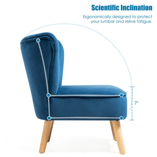 Velvet Upholstered Armless Chair with Wood Legs for Living Spaces