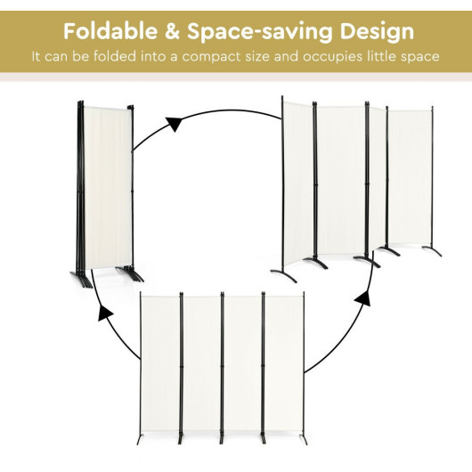 Foldable 4-Panel Room Divider with Durable Steel Frame