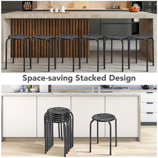 Stackable Daisy Cut Metal Stools with Non-Marking Feet (Set of 6) - Image 6
