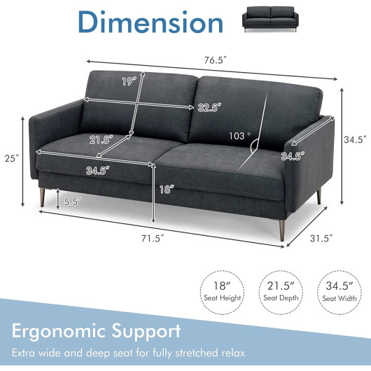 Modern Two-Seat Fabric Loveseat with Cushions for Small Spaces