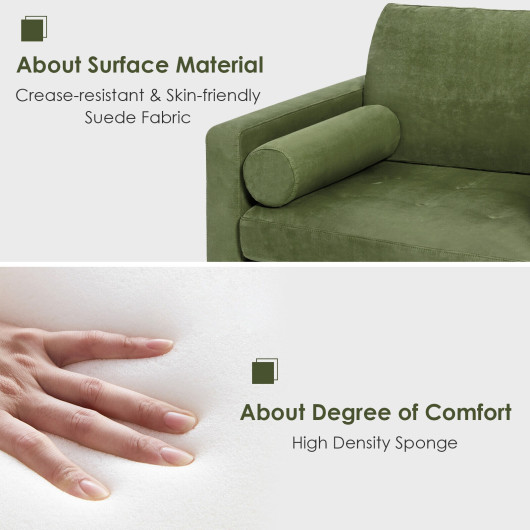 Modular Army Green Loveseat Sofa with Bolsters and Storage