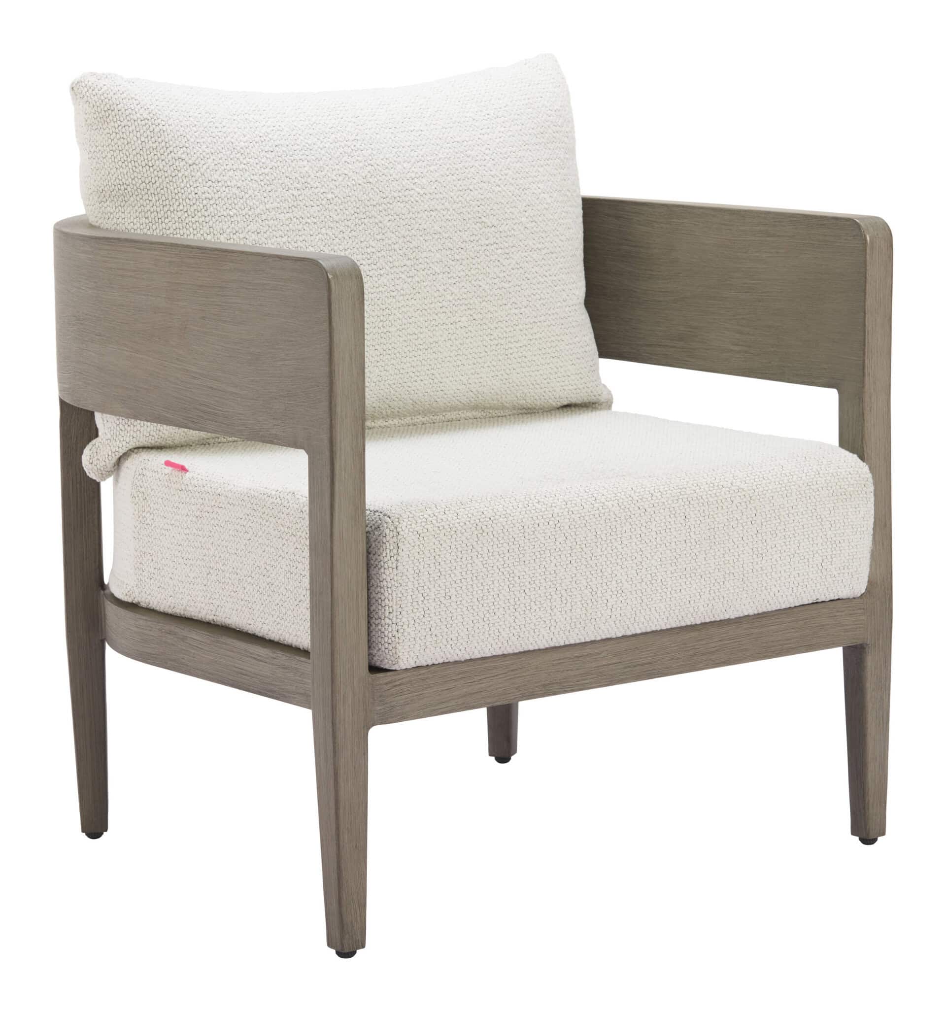 Modern Beige Armchair with Weather Resistant Aluminum Frame