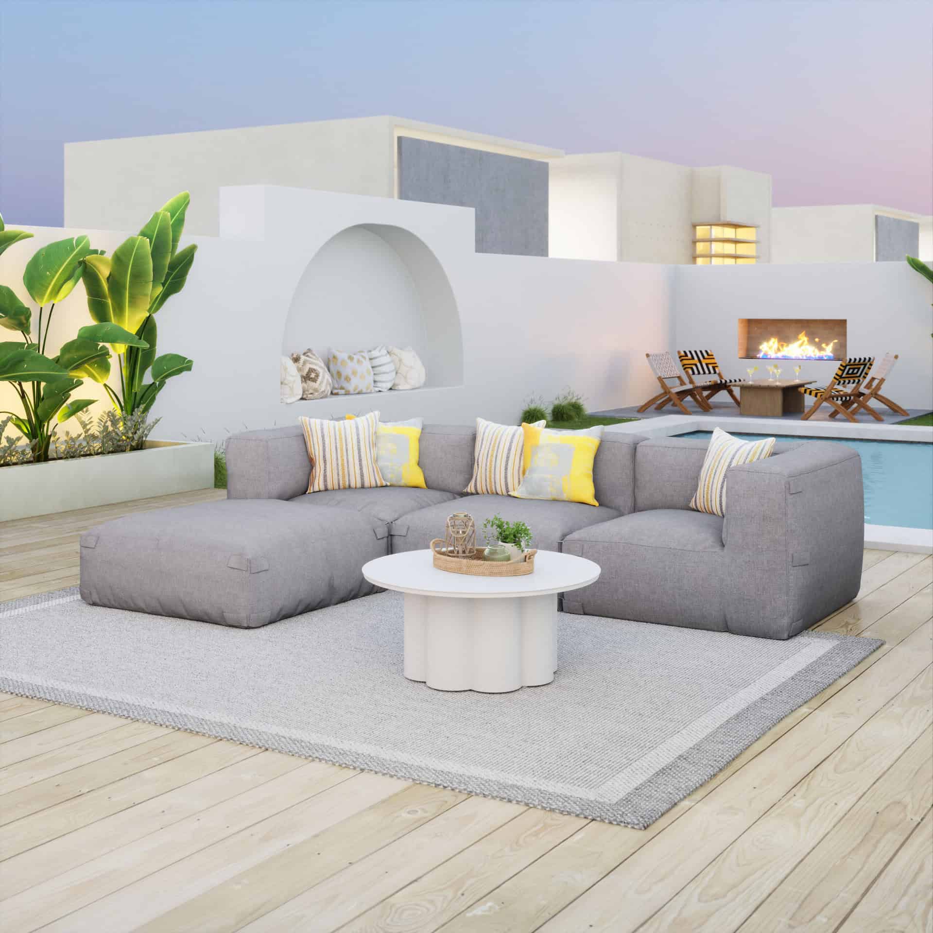 Modern White Aluminum Coffee Table with Sleek Round Design