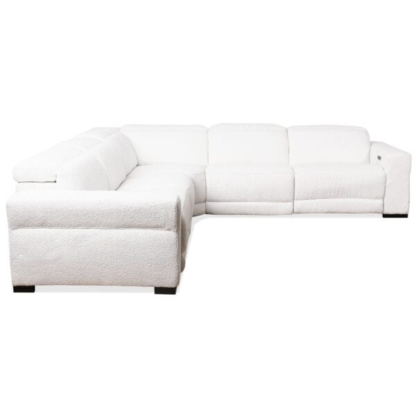 White Boucle Reclining Sectional Sofa with Power Recliner Mechanism