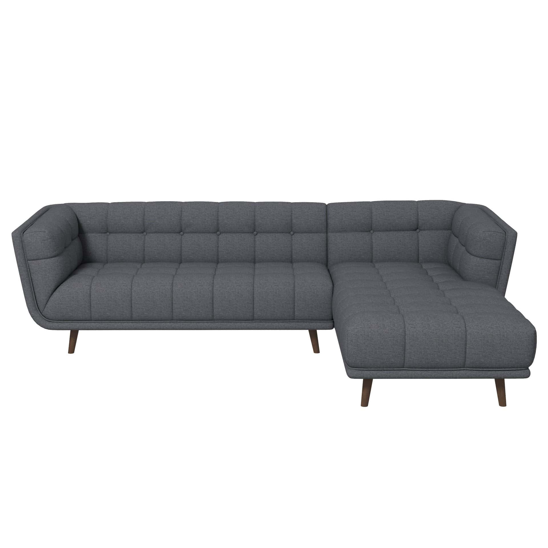 Grey Linen Right Sectional Sofa with High-Density Foam Cushions