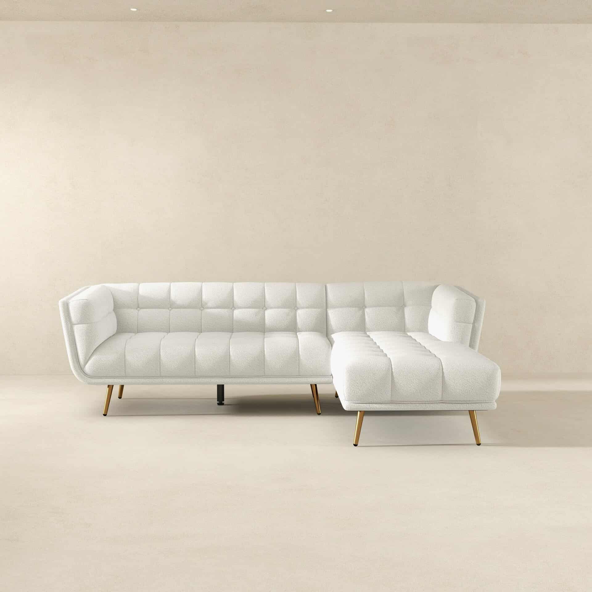 Cream Boucle Right Sectional Sofa Addison Style