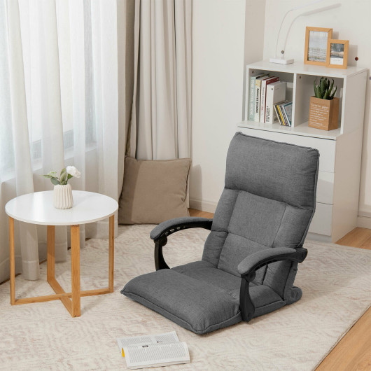 Adjustable 14-Position Floor Sofa Chair with Armrests and Pillow - Image 13