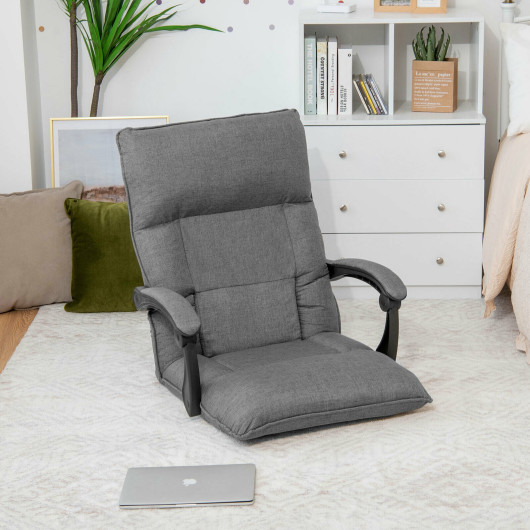 Adjustable 14-Position Floor Sofa Chair with Armrests and Pillow - Image 14