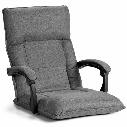 Adjustable 14-Position Floor Sofa Chair with Armrests and Pillow - Image 10