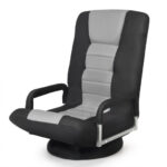 Adjustable 360° Swivel Folding Gaming Floor Chair with Armrests