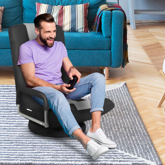 Adjustable 360° Swivel Folding Gaming Floor Chair with Armrests - Image 13