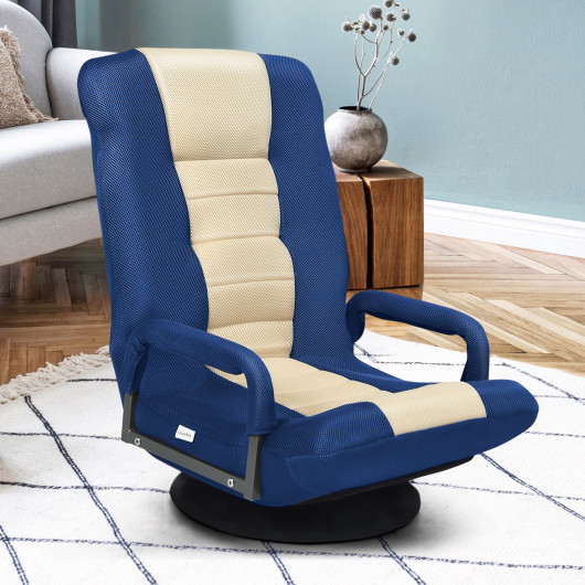 Adjustable 360° Swivel Folding Gaming Floor Chair with Armrests - Image 15