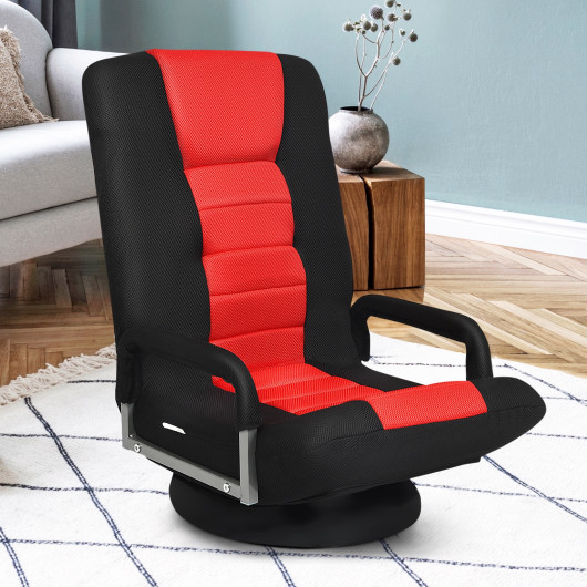 Adjustable 360° Swivel Folding Gaming Floor Chair with Armrests - Image 22