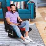 Adjustable 360° Swivel Folding Gaming Floor Chair with Armrests
