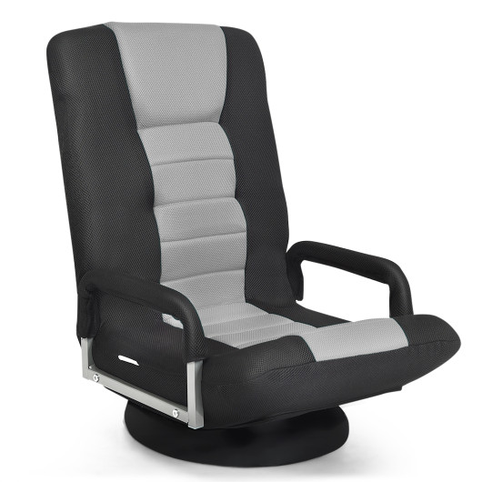 Adjustable 360° Swivel Folding Gaming Floor Chair with Armrests - Image 10
