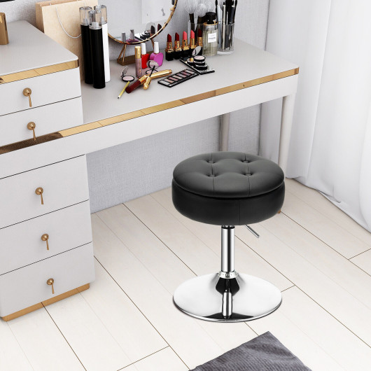 Adjustable Swivel Vanity Stool with Storage and Removable Tray