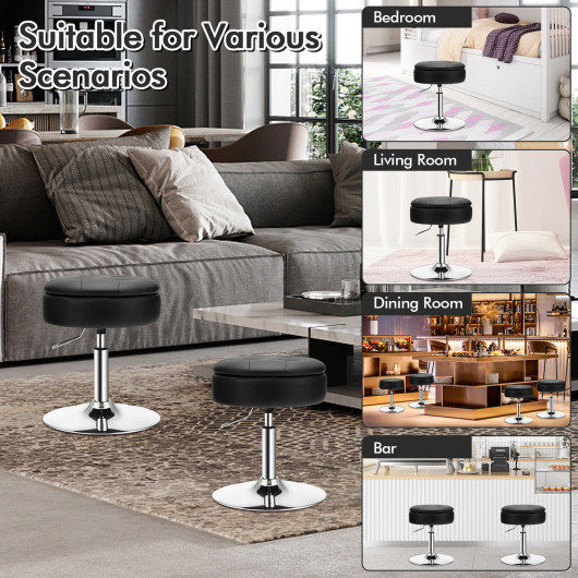 Adjustable Swivel Vanity Stool with Storage and Removable Tray