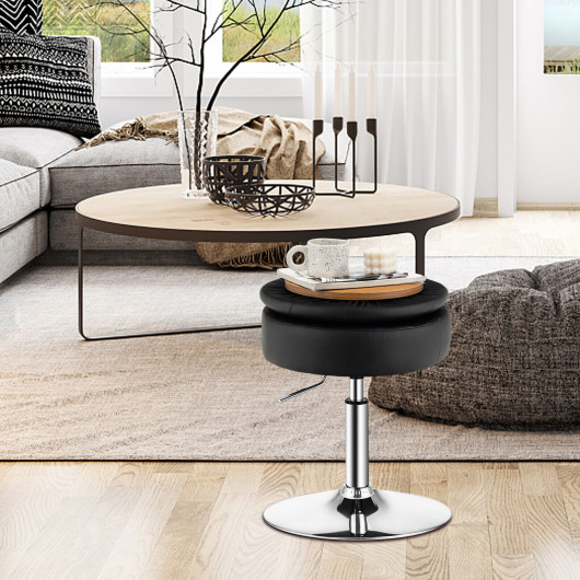 Adjustable Swivel Vanity Stool with Storage and Removable Tray