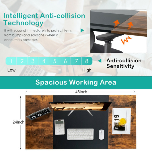Adjustable 48 Inch Standing Desk with Keyboard Tray and Memory - Image 12