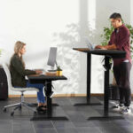 Adjustable 48 Inch Standing Desk with Keyboard Tray and Memory