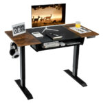 Adjustable 48 Inch Standing Desk with Keyboard Tray and Memory