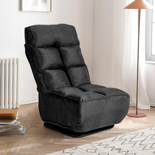 Adjustable 6-Position Folding Floor Chair with 360-Degree Swivel Base - Image 14