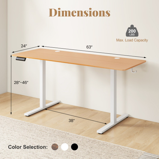 Adjustable Electric Standing Desk with Memory Settings and Hooks - Image 12