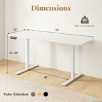 Adjustable Electric Standing Desk with Memory Settings and Hooks