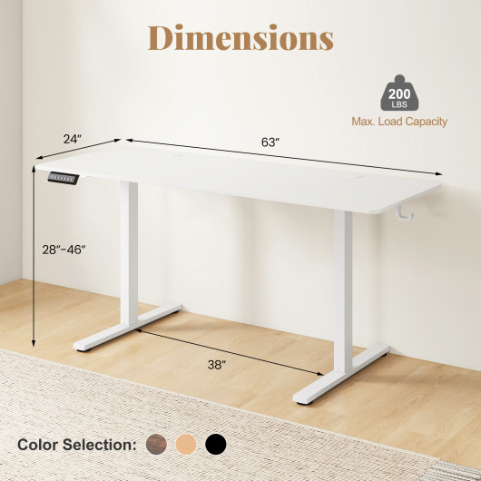 Adjustable Electric Standing Desk with Memory Settings and Hooks - Image 19