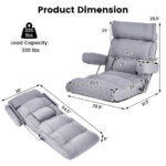 Adjustable Folding Sofa Chair with 6-Position Backrest and Cushions
