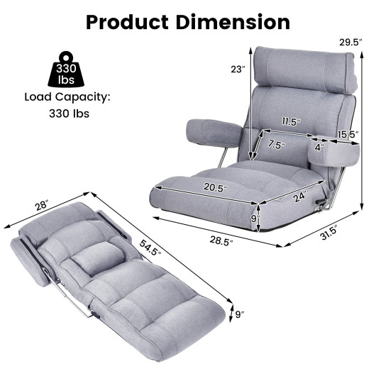 Adjustable Folding Sofa Chair with 6-Position Backrest and Cushions - Image 13