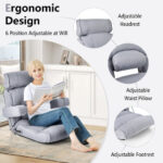 Adjustable Folding Sofa Chair with 6-Position Backrest and Cushions