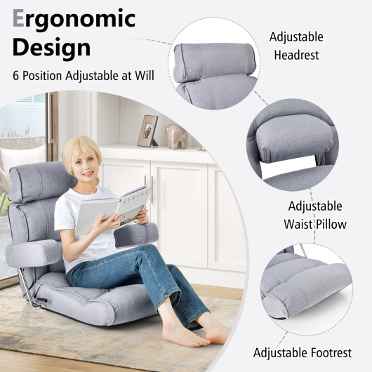 Adjustable Folding Sofa Chair with 6-Position Backrest and Cushions - Image 14