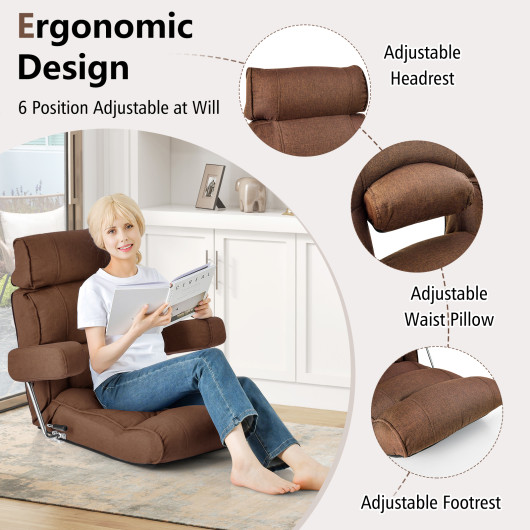 Adjustable Folding Sofa Chair with 6-Position Backrest and Cushions - Image 18