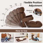 Adjustable Folding Sofa Chair with 6-Position Backrest and Cushions