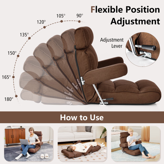 Adjustable Folding Sofa Chair with 6-Position Backrest and Cushions - Image 19