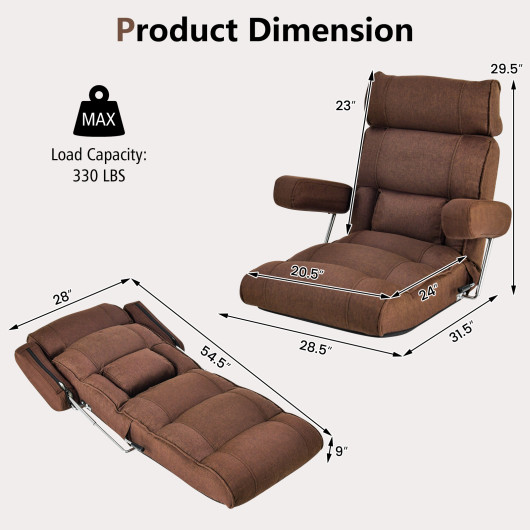 Adjustable Folding Sofa Chair with 6-Position Backrest and Cushions - Image 20